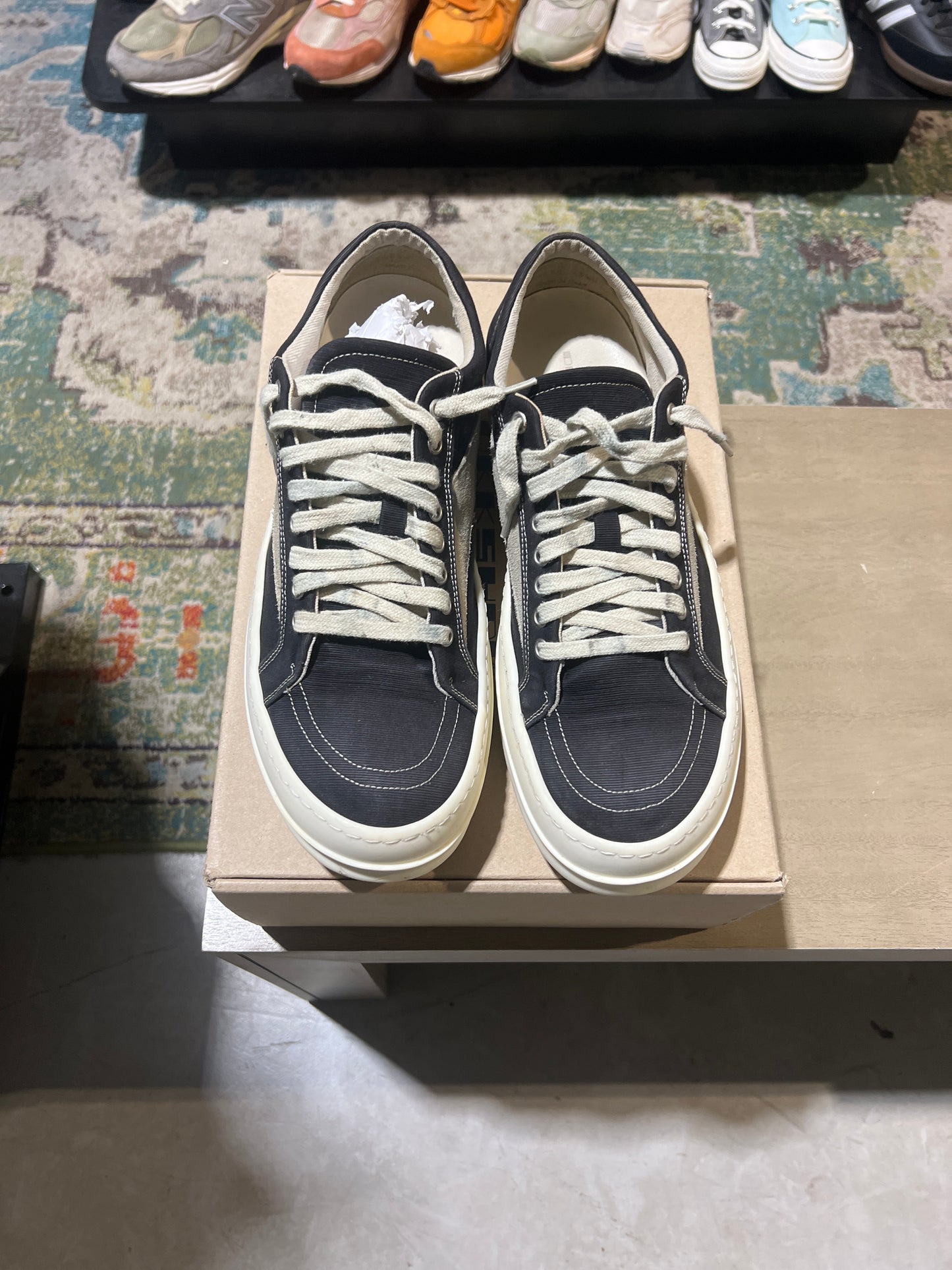 Rick Owens Black White Vintage Sneaker Used Sz 12.5