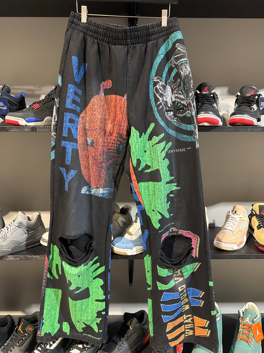 Vertabrae Montage Distressed Sweats Black