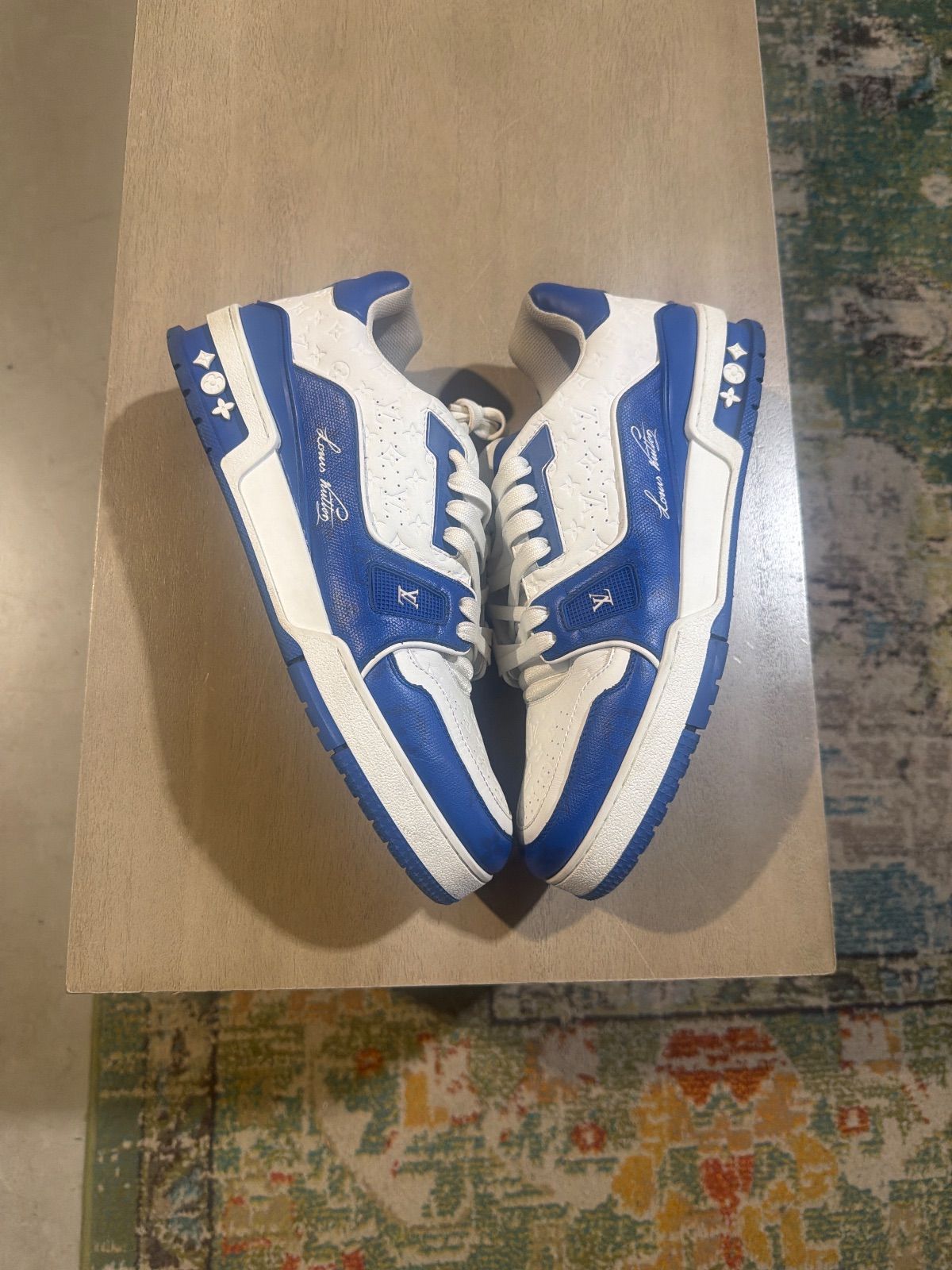 Louis Vuitton Blue/White Trainer Sneakers - Pre-Owned NB