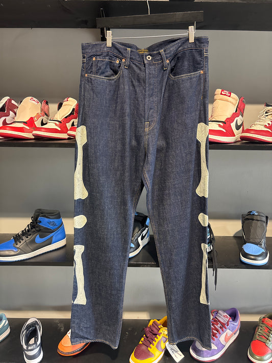 kapital raw denim bone pants
