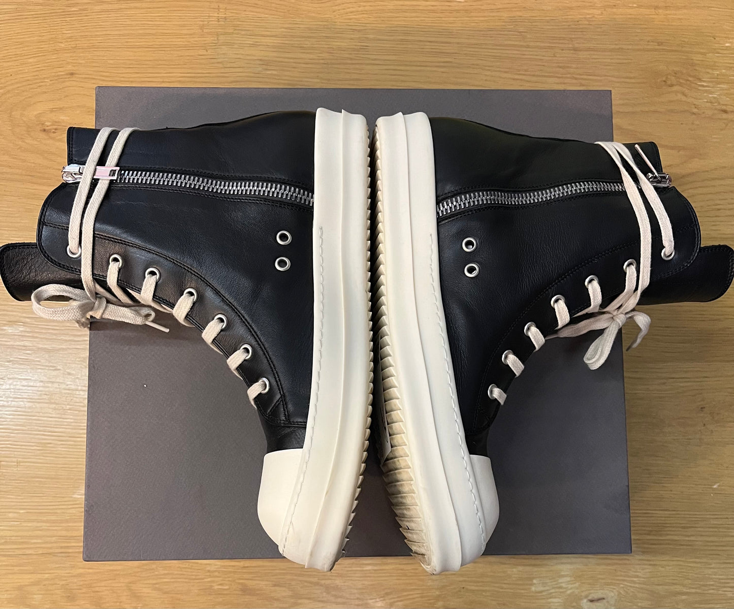 RICK OWENS mainline hightop Ramones black milk used