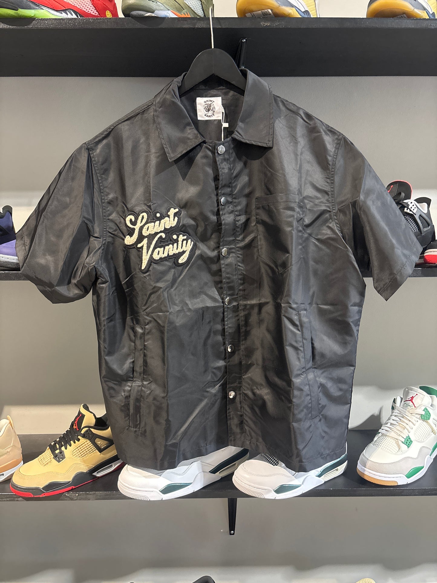Saint Vanity Black Nylon Button Up