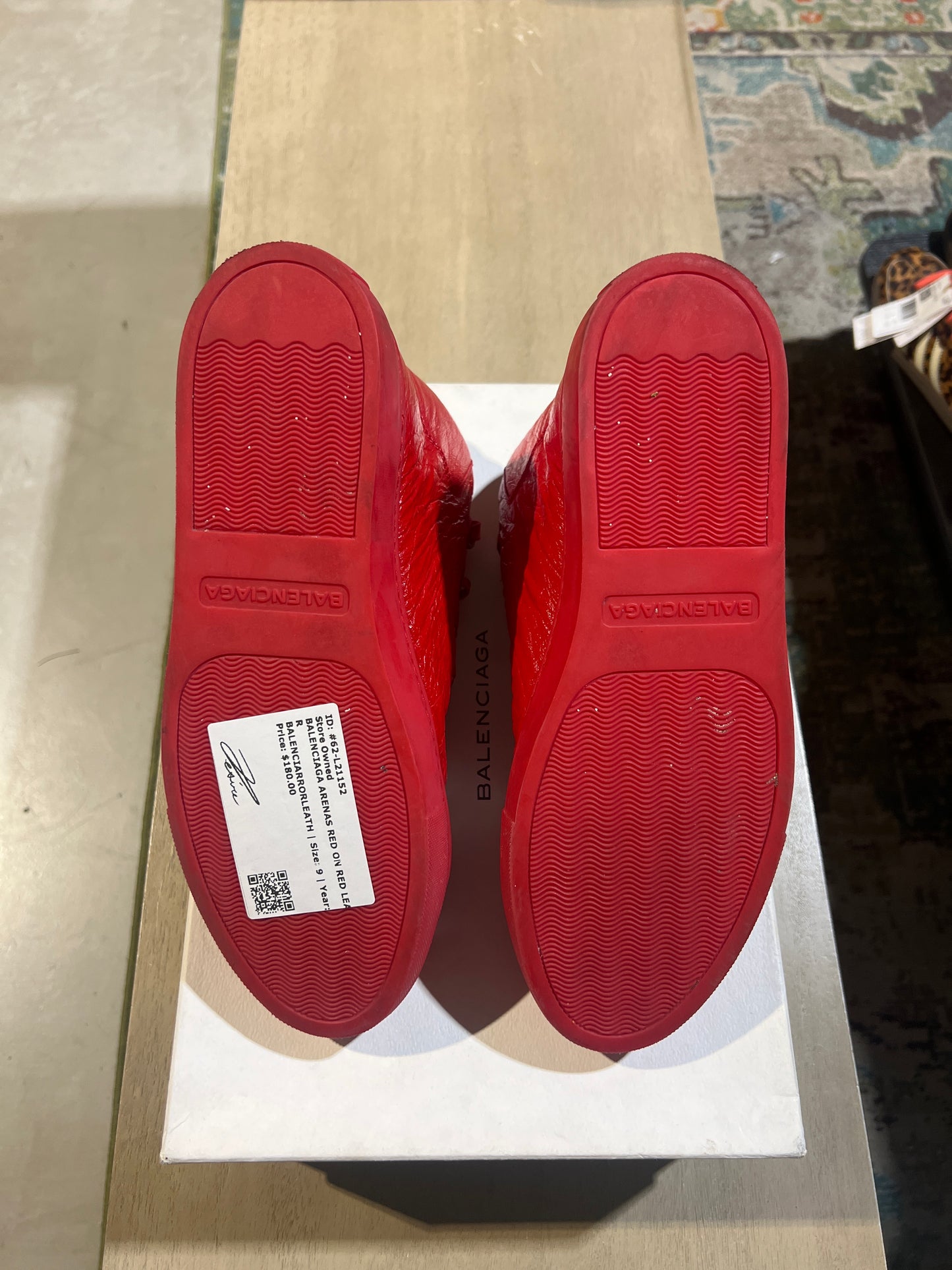 BALENCIAGA ARENAS RED ON RED LEATHER