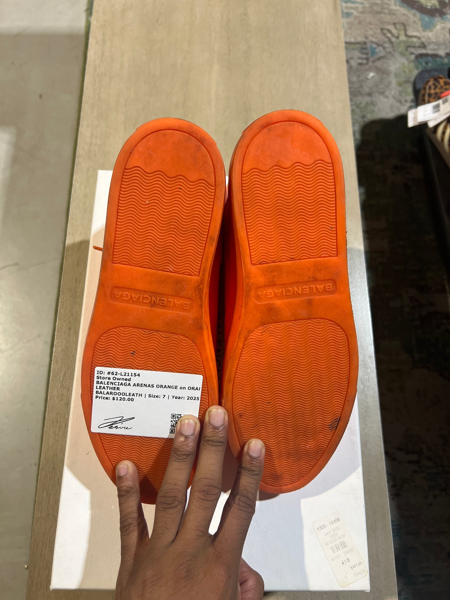 BALENCIAGA ARENAS ORANGE on ORANGE LEATHER