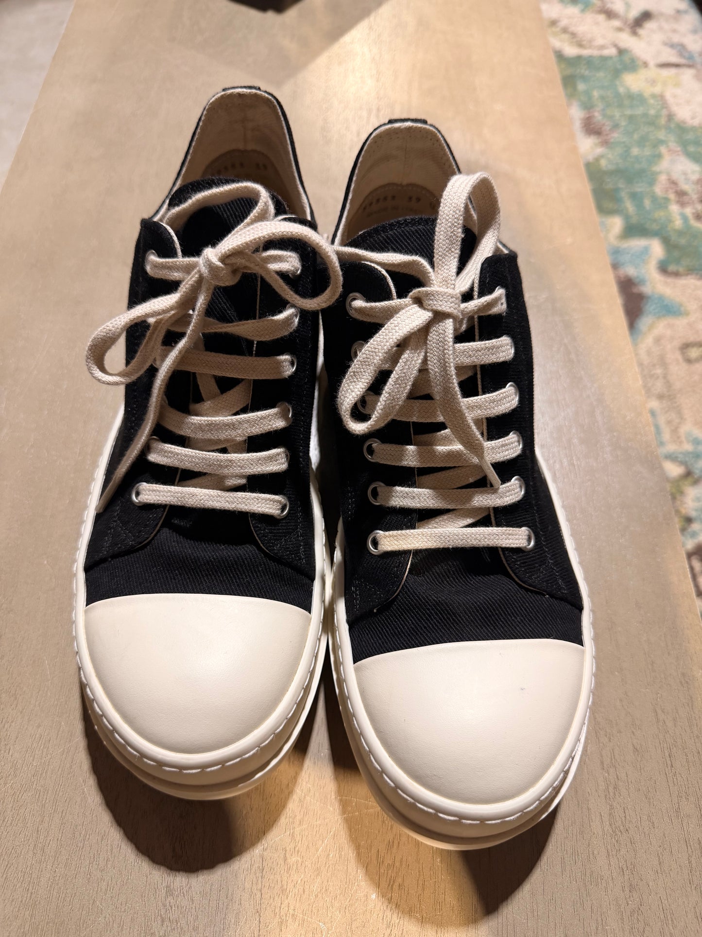 Rick Owens Ramone Sneakers Black/White Used Sz 6 NB