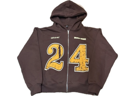 BROKEN HOMME MOCHA DOUBLE ZIP HOODIE