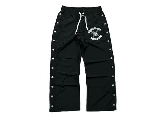 wicked valley black nylon snap pants