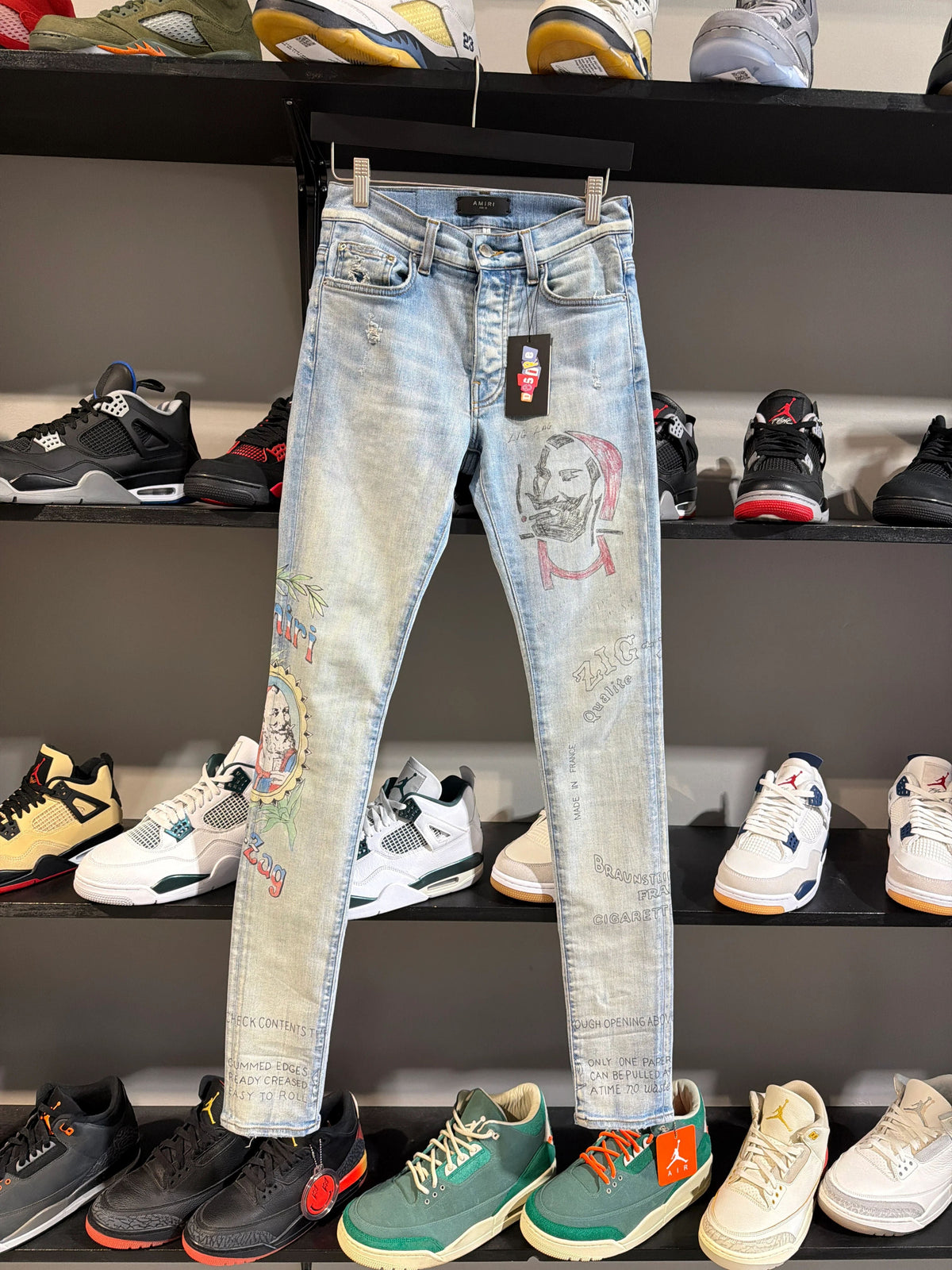 Amiri Light Wash Zigzag Denim Sz 28 - Pre-Owned