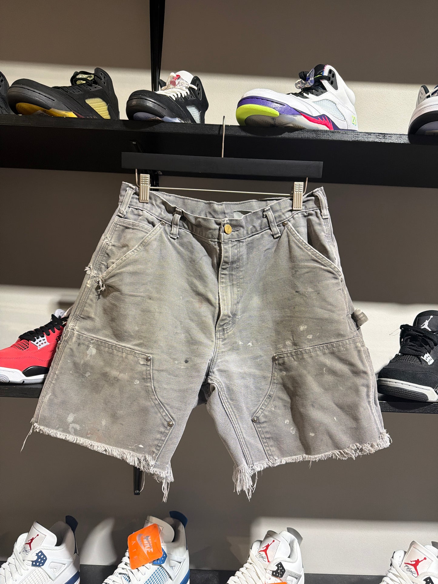 Vintage Carhartt Olive Double Knee Cut Shorts Sz 30