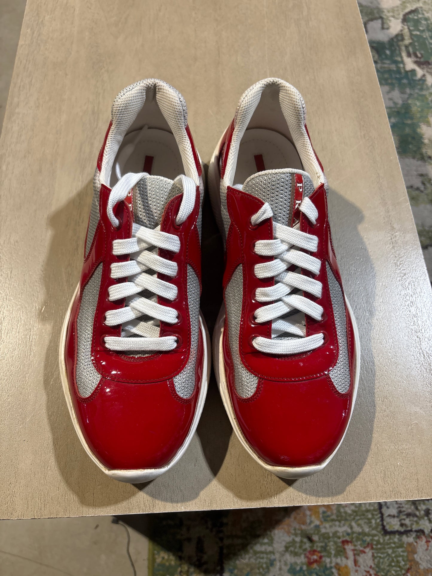 Prada Cup Red Silver Used Sz 6 NB