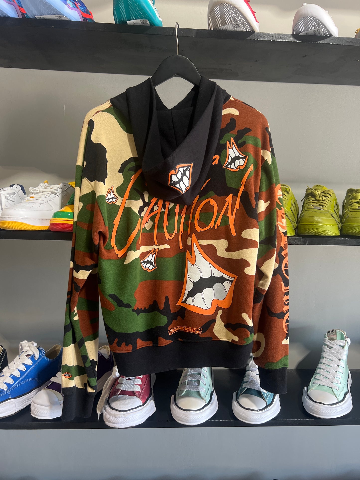 Chrome Hearts Matty Boy Caution Thermal Zip Up Hoodie Camo