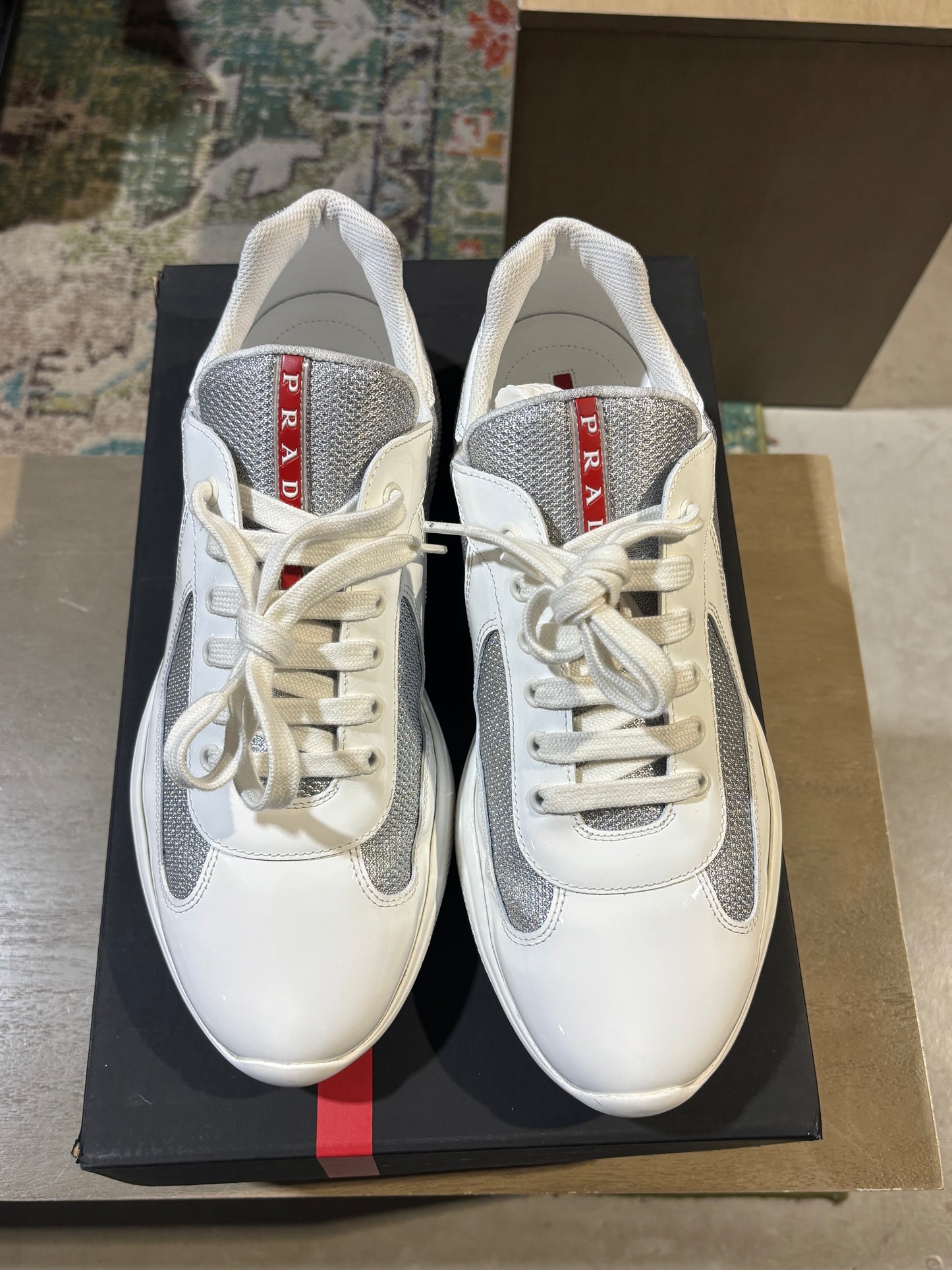 PRADA CUP WHITE/SILVER USED SZ 10