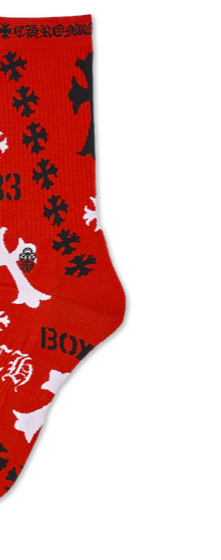 red/black/white chrome hearts socks