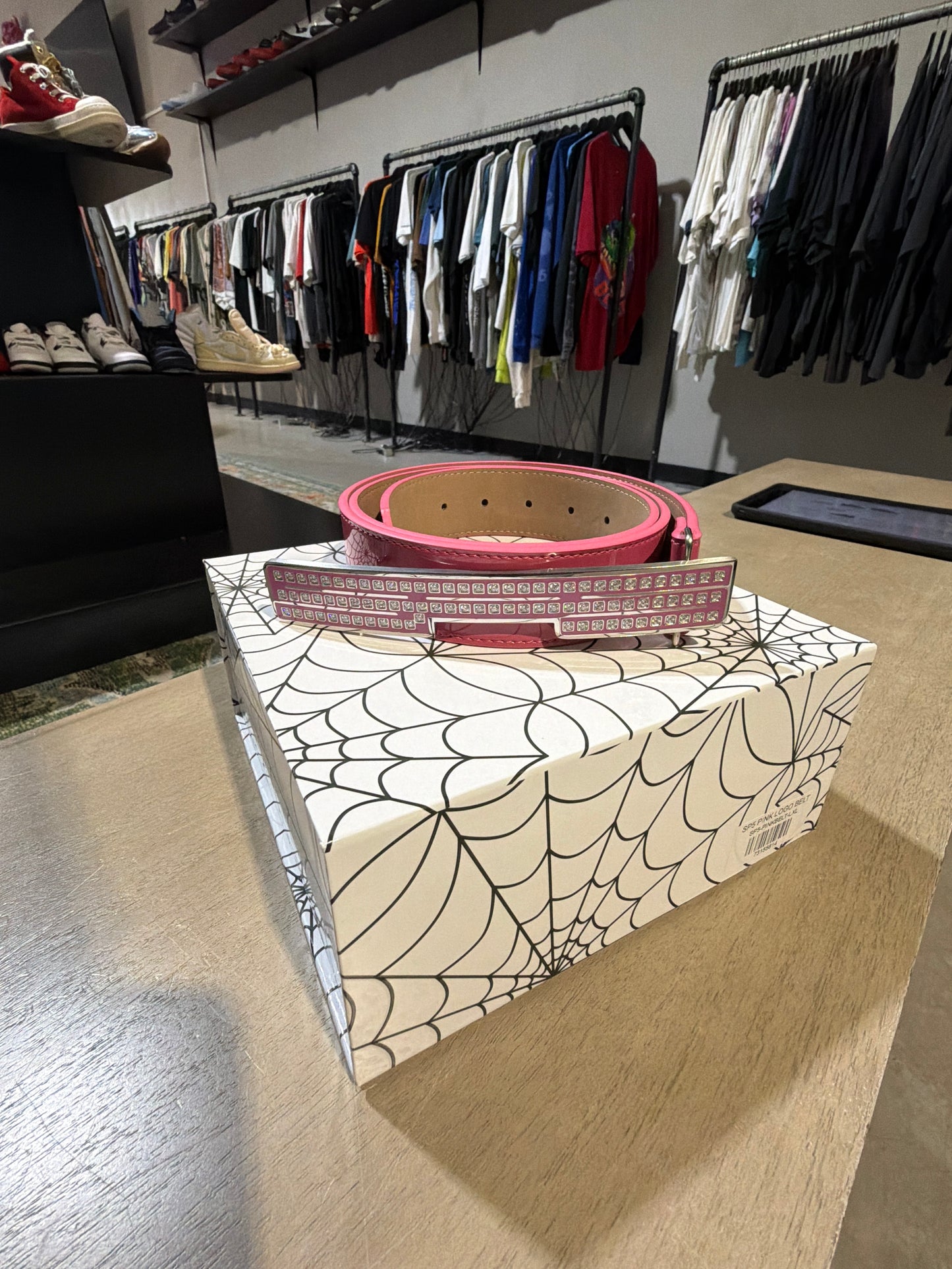 Sp5der Pink SP5 Rhinestone Belt