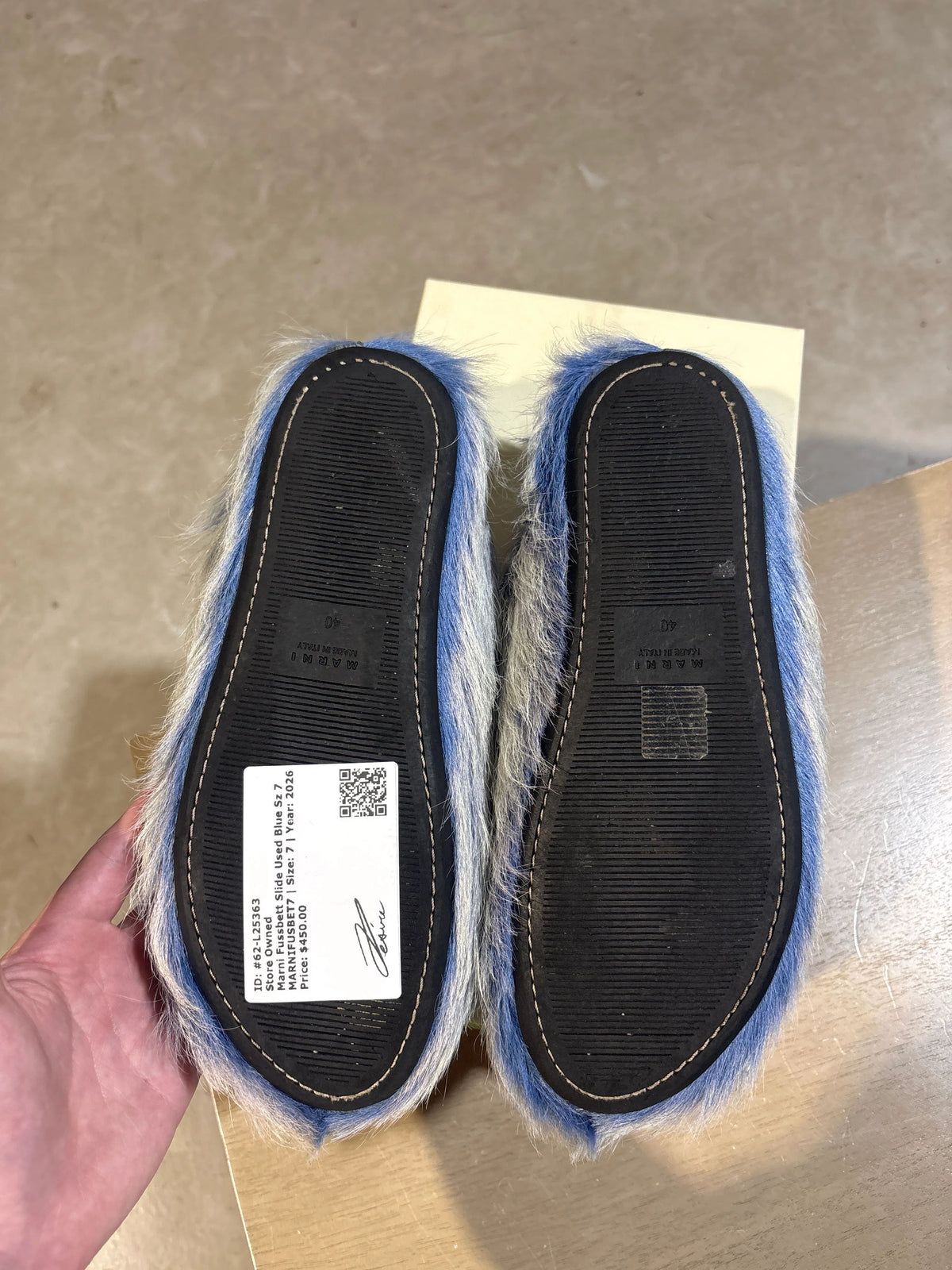 Marni Fussbett Slide Used Blue Sz 7 - Pre-Owned