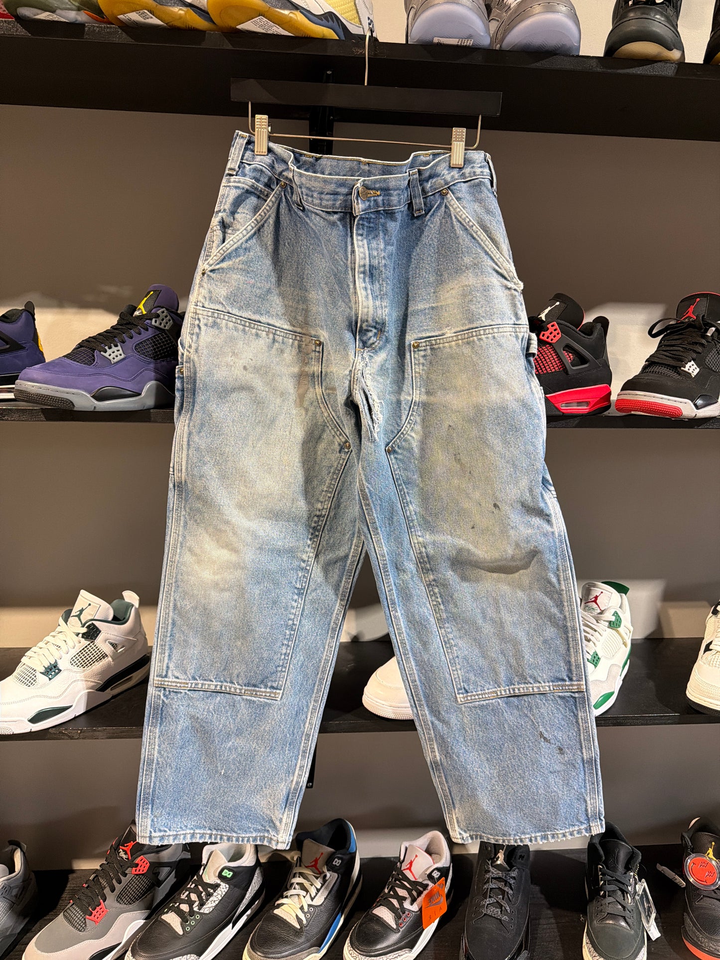 VINTAGE CARHARTT LIGHT WASH DOUBLE KNEES SZ 36