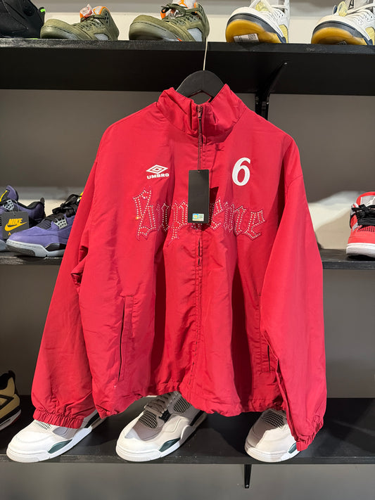 Supreme Umbro Red Rhinestone Zipup Jacket