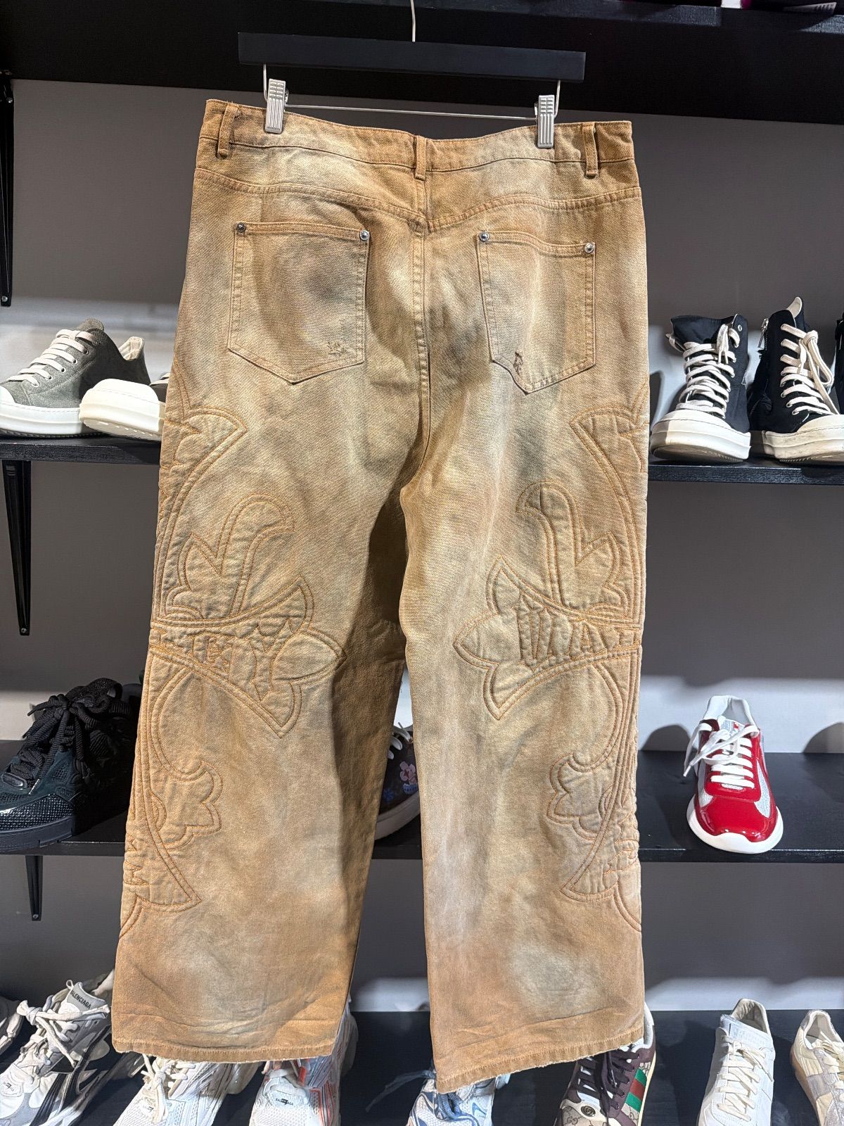 Val Khaki Distressed Cross Pants