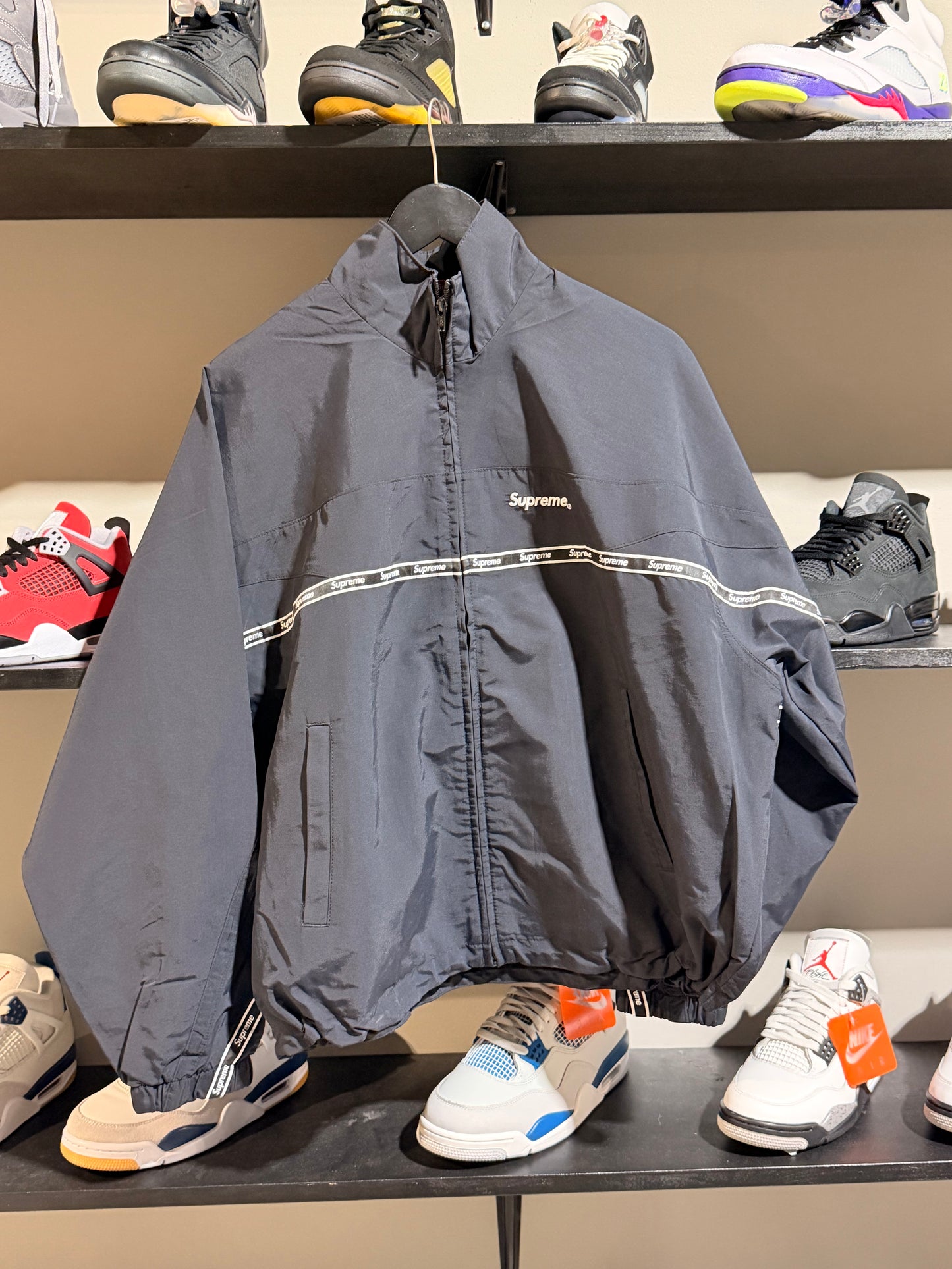 Supreme Logo Taping Track Jacket Black