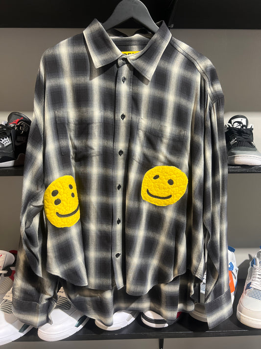 cpfm grey and black flannel smiley