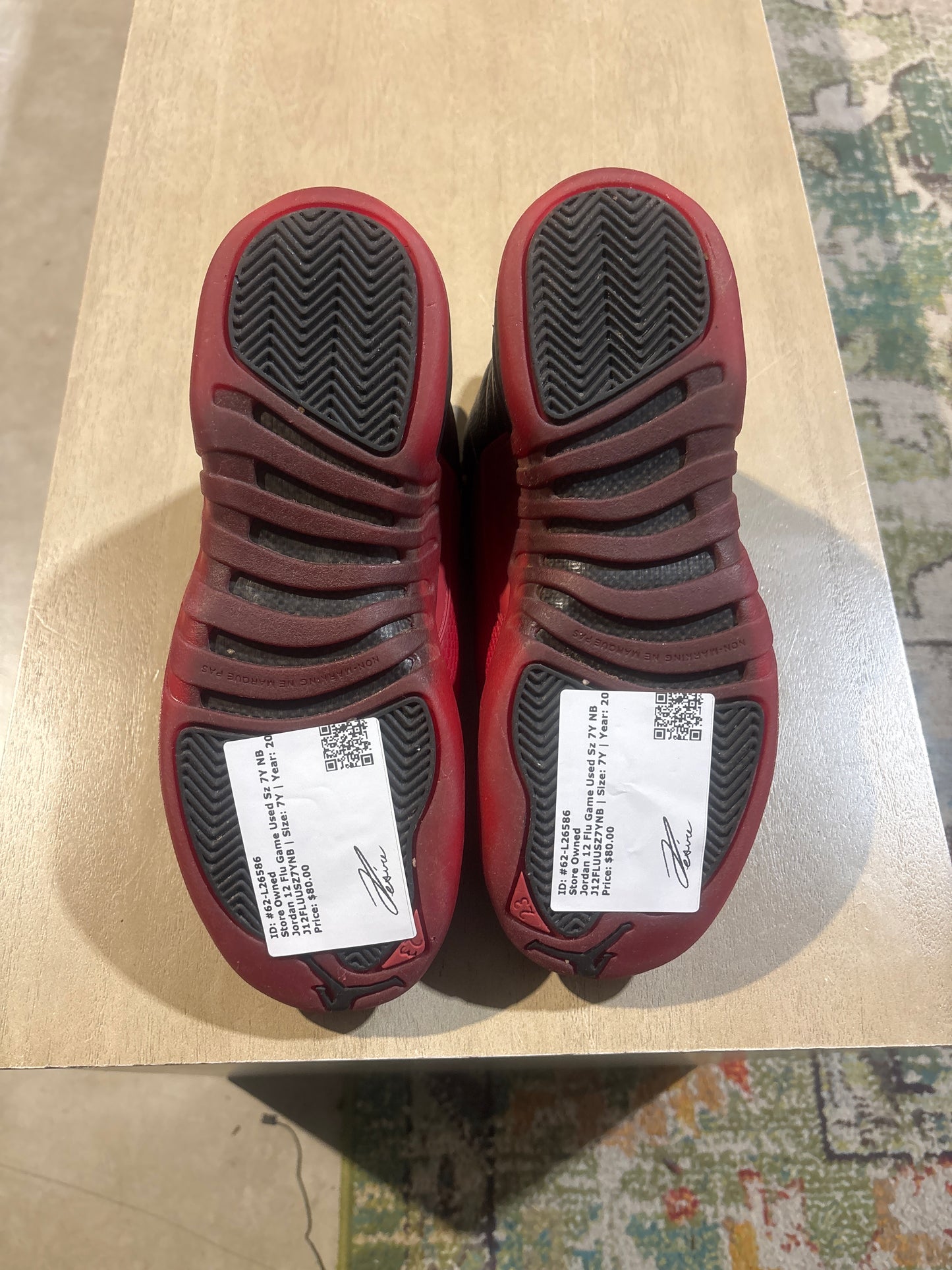 Jordan 12 Flu Game Used Sz 7Y NB