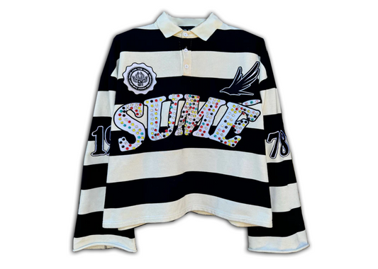Some black white jewel collared shirt