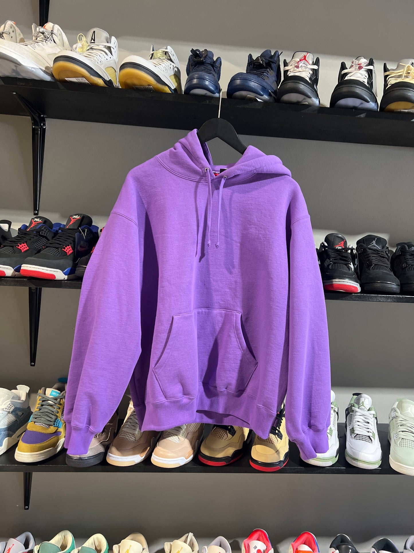Supreme Satin Applique Hooded Sweatshirt Violet