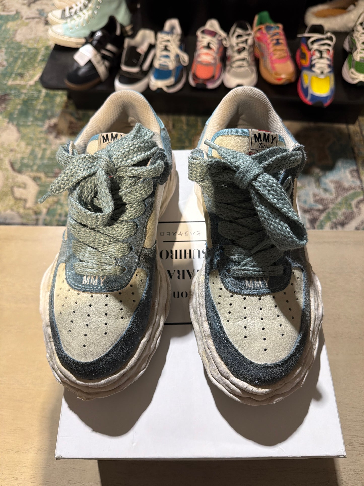 maison mihara wayne sneaker blue distressed used sz 9