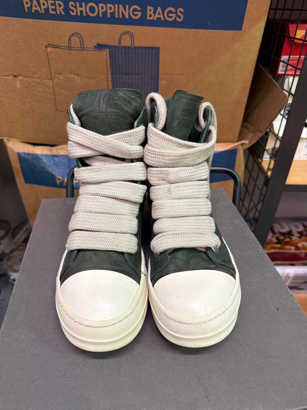 Rick Owen’s Green Jumbo Lace High Used Sz 9
