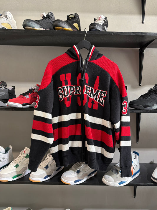 Supreme USA Knit Hoodie Black Red