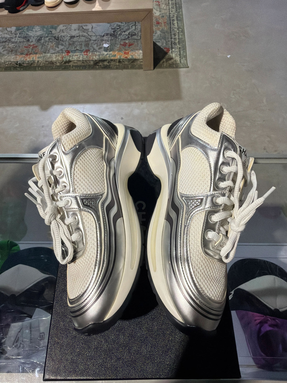 Chanel Trainer Grey/Black Used Sz 6 - Pre-Owned