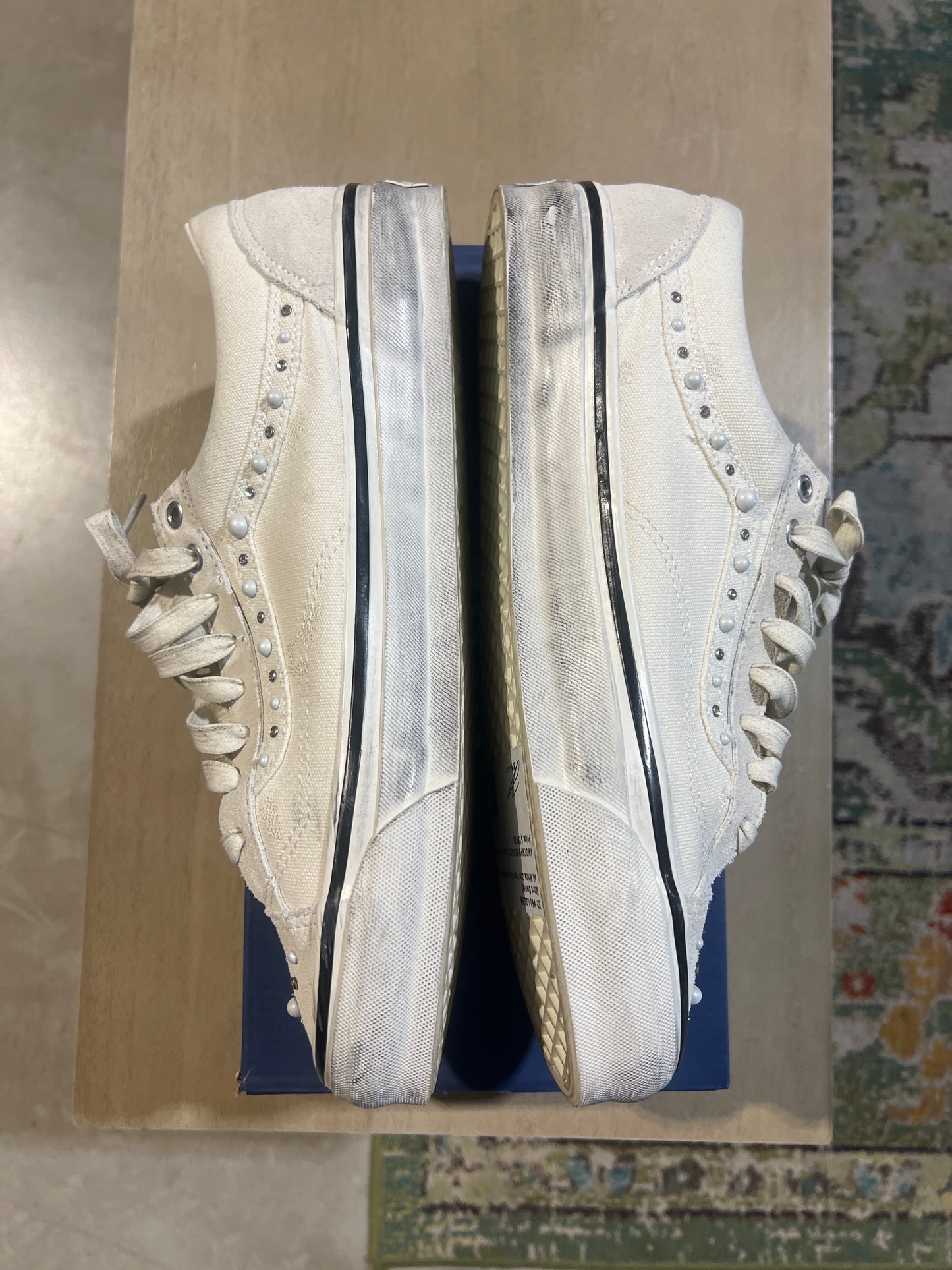 All White Otw Pearl Vans Used Sz 12