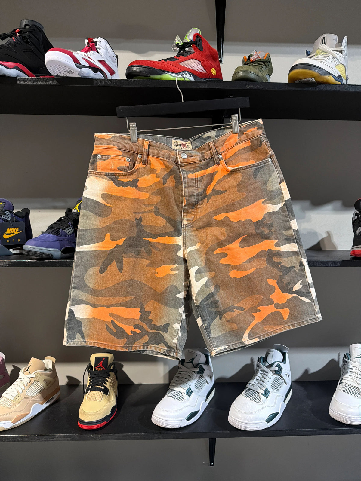 Stussy Big Shorts Orange Spray Sz 34