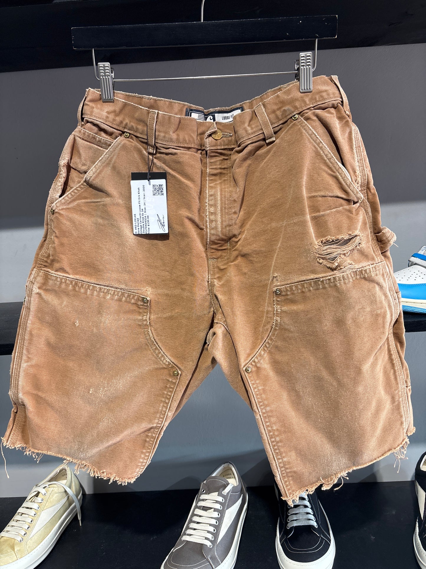 Vintage Carhartt Loose Fit Drk Khaki Double Knee Sz 34
