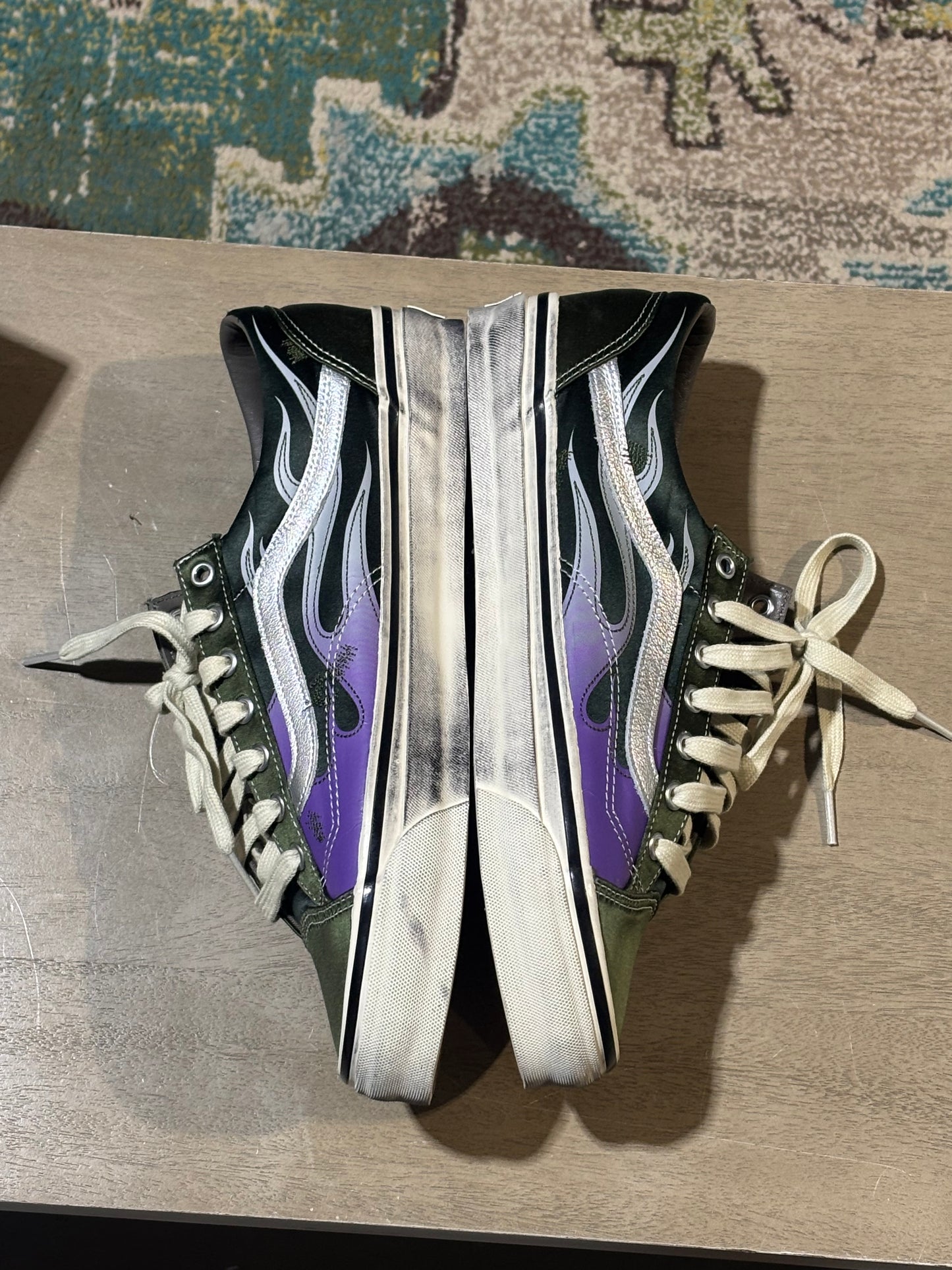 Vans Old Skool Flame Green/Purple Used Sz 11