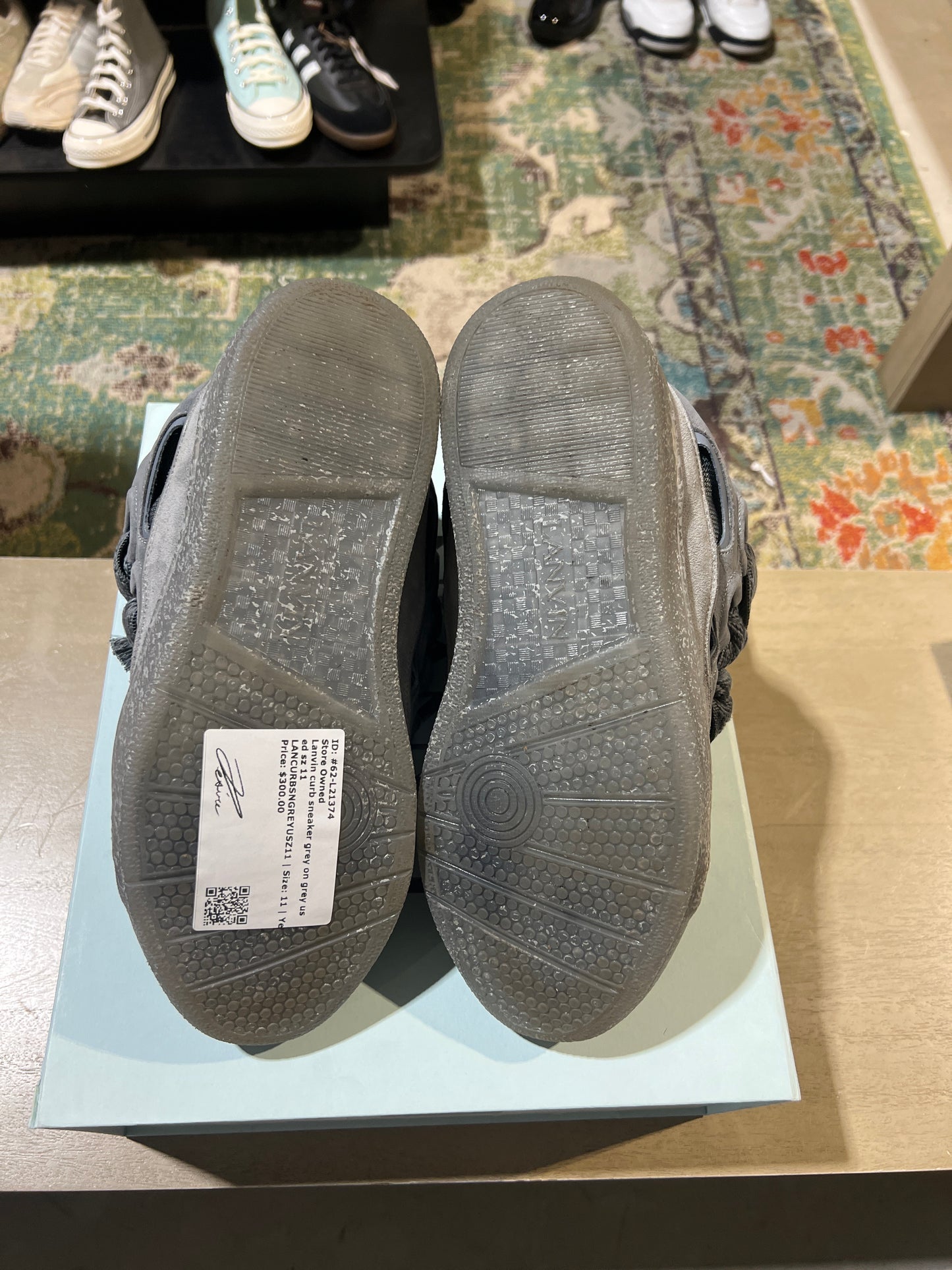 Lanvin curb sneaker grey on grey used sz 11