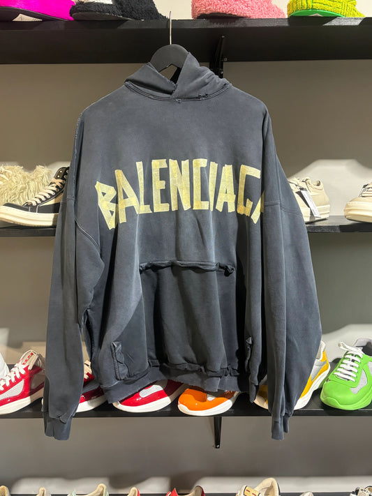Balecniaga Tape Hoodie Navy Sz L - Pre-Owned