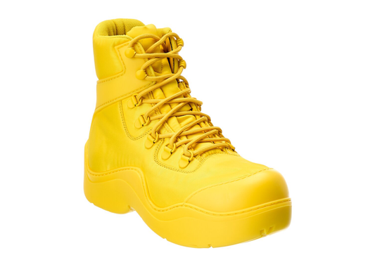 bottega yellow bomber puddle boots
