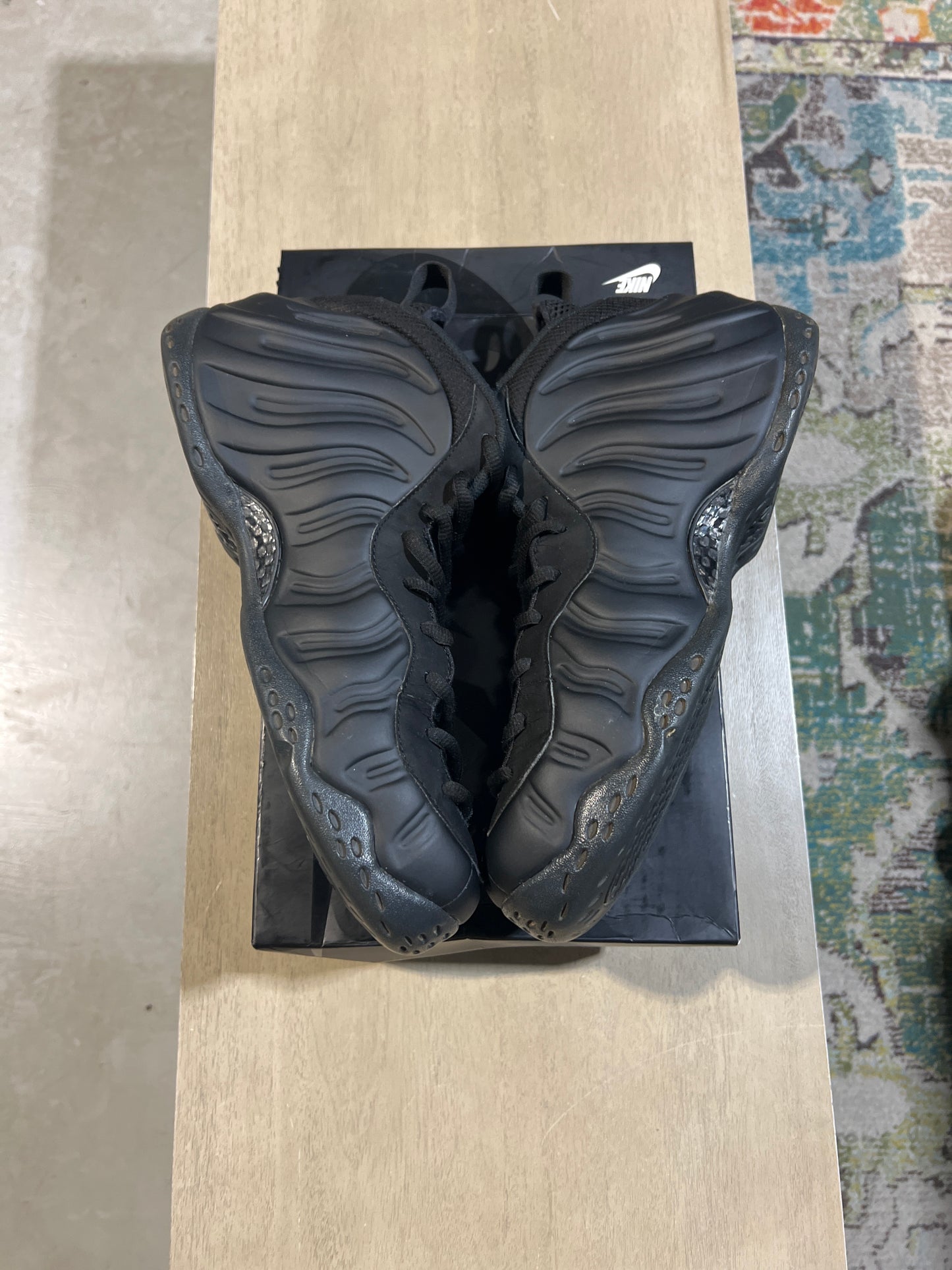 Nike Foamposite Black On Black Used Sz 12