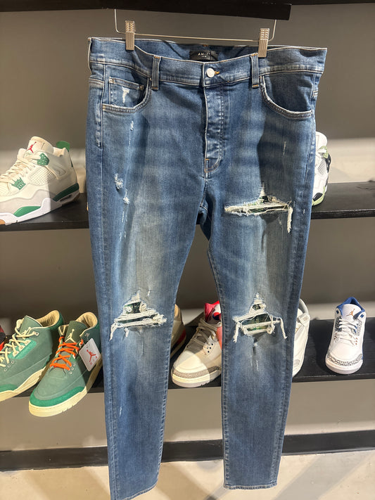 Amiri MX1 Blue/Green Flannel Patches
