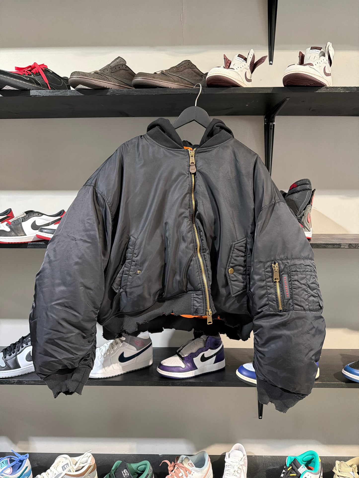 Gv Gallery Black Hooded Bomber Sz S