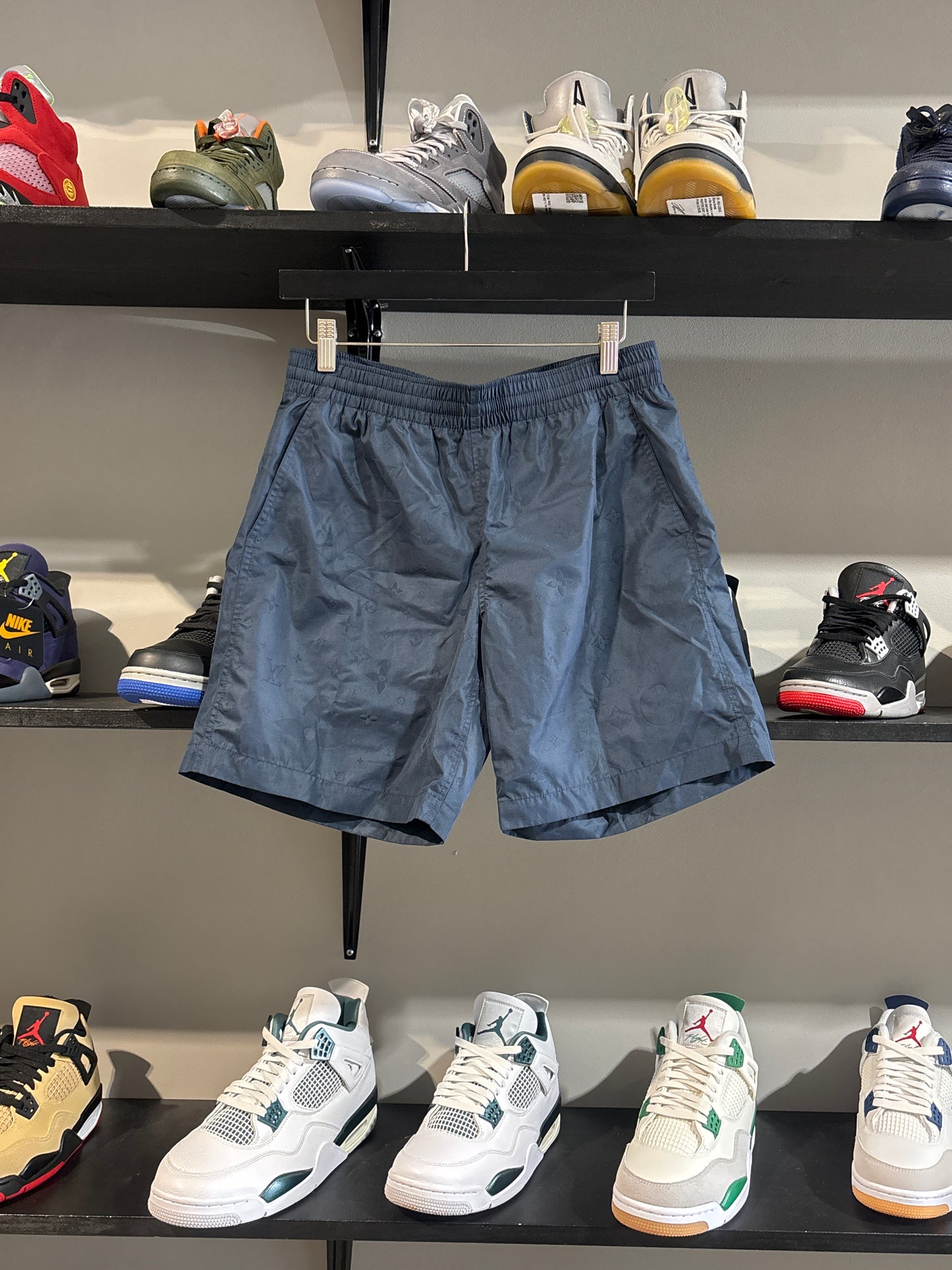 Navy LV Monogram Nylon Shorts