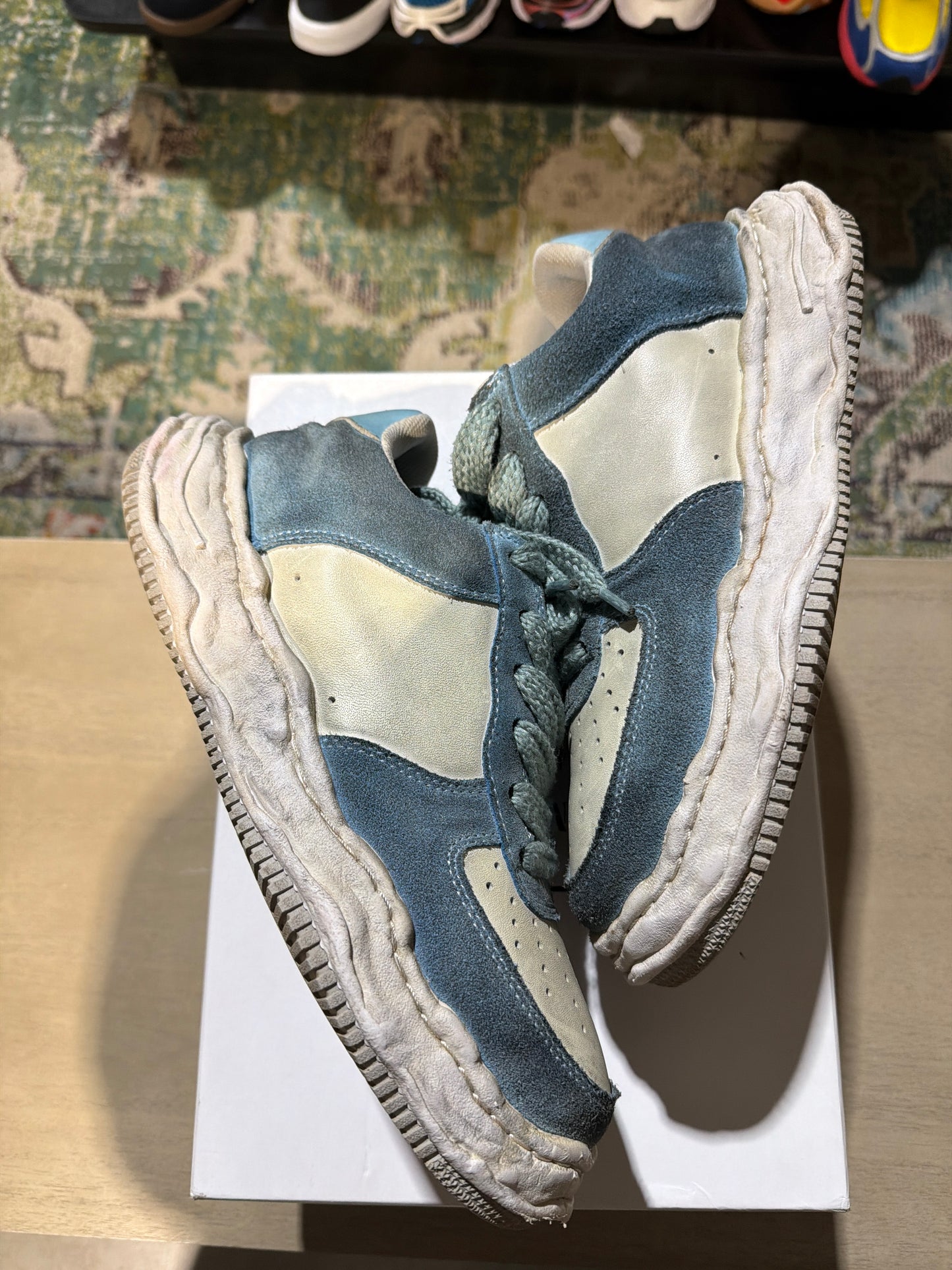 maison mihara wayne sneaker blue distressed used sz 9