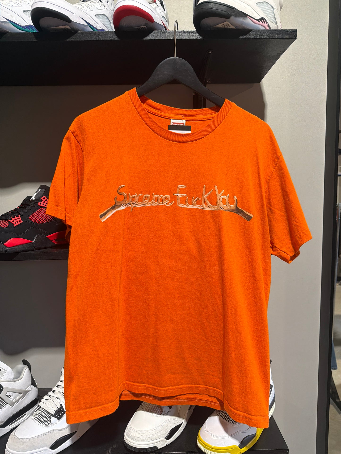 Supreme Orange Fcked Finger Tee Orange Sz M