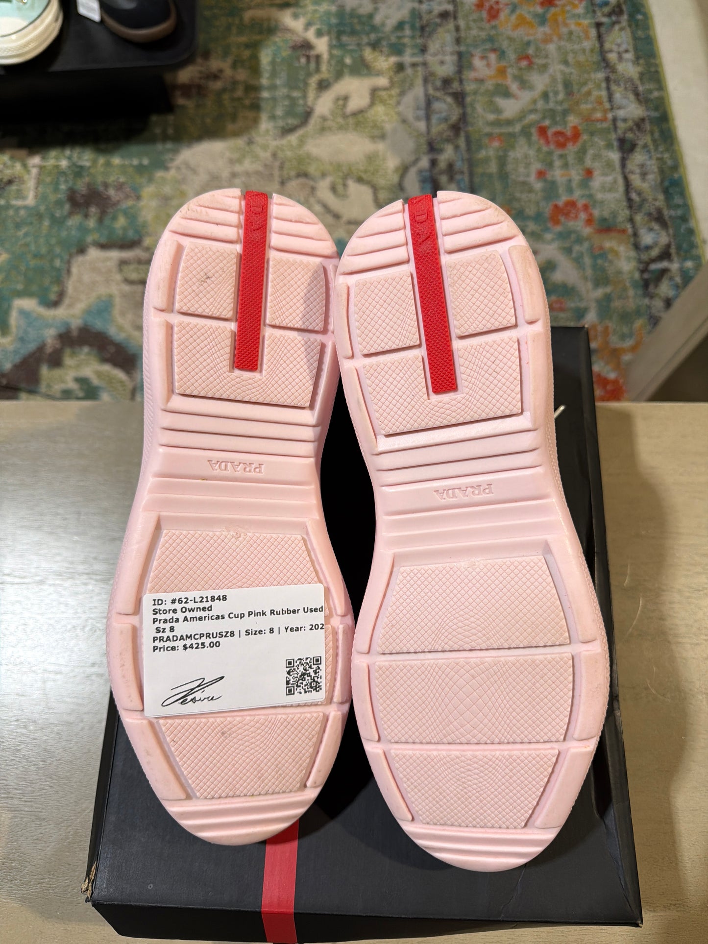 Prada Americas Cup Pink Rubber Used Sz 8