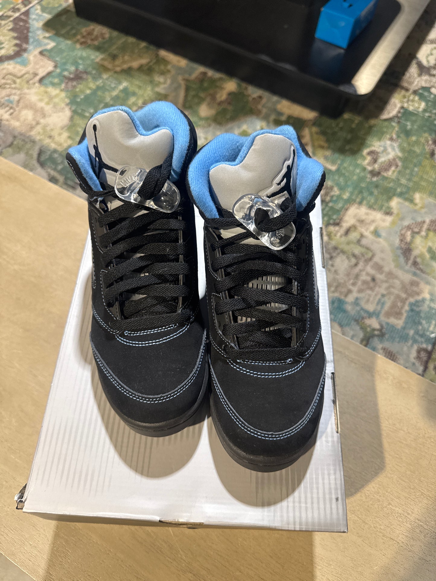 Jordan 5 Black University Blue Used Sz 6.5Y