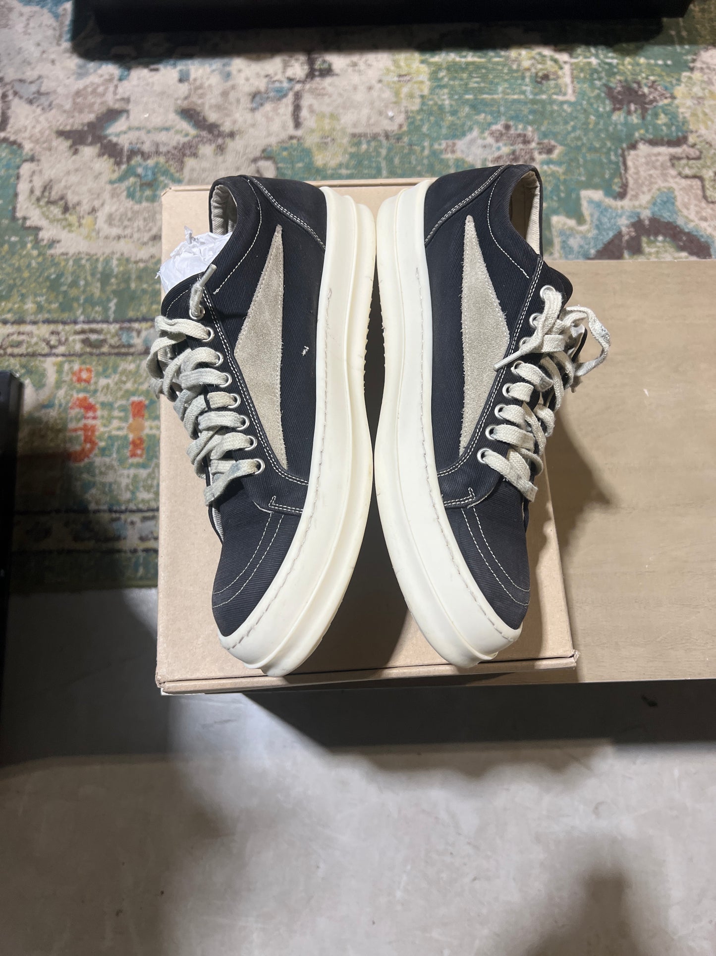 Rick Owens Black White Vintage Sneaker Used Sz 12.5