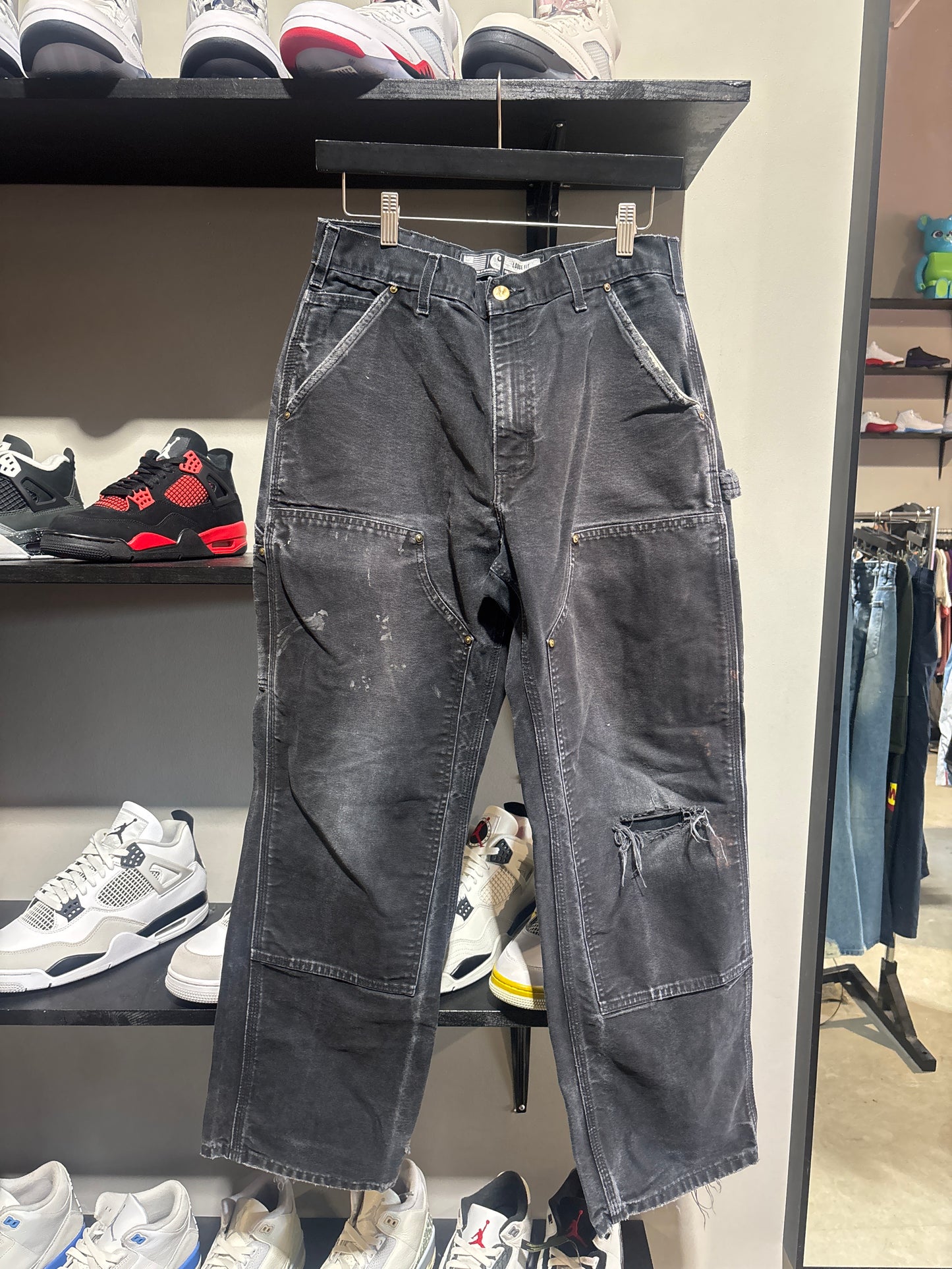 Vintage Black Carhartt Double Knees Distressed Sz 32