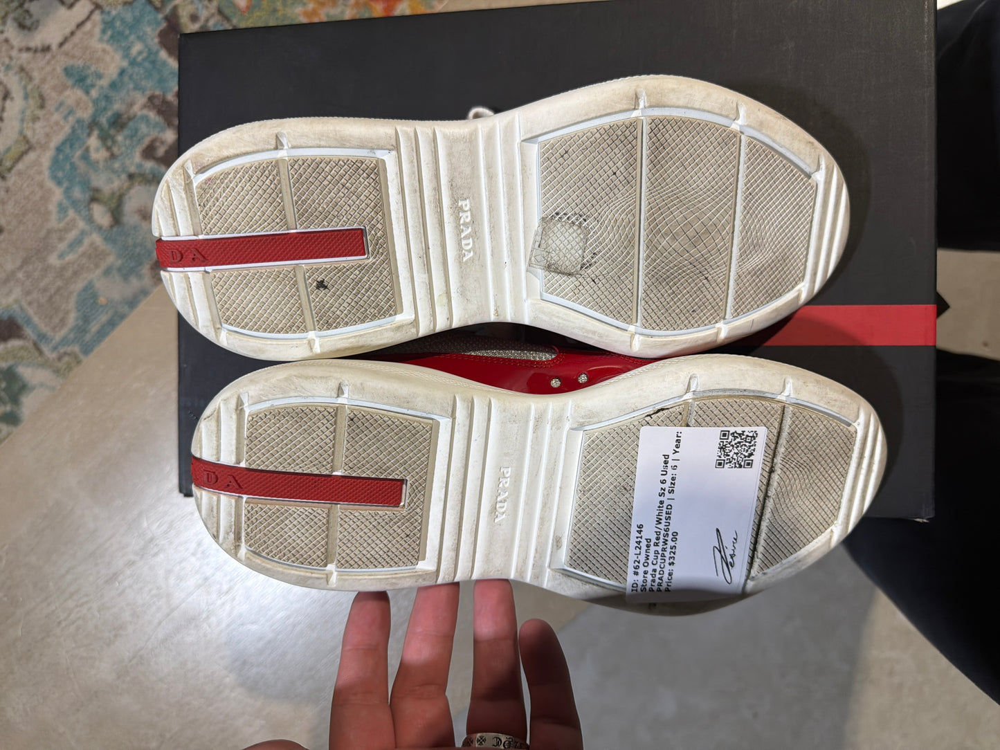 Prada Cup Red/White Sz 6 Used