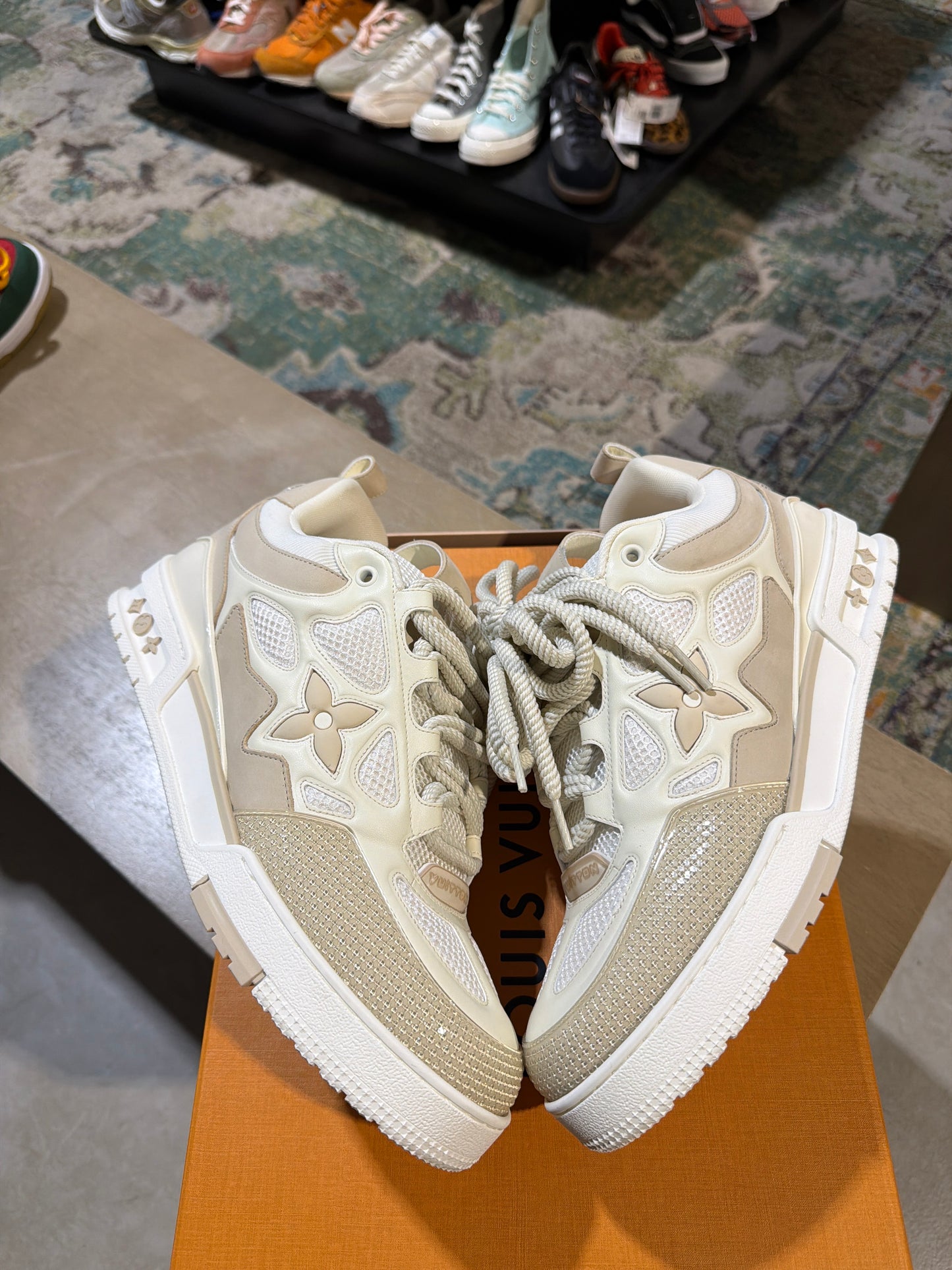 Louis Vuitton Skate Sneaker Beige White Used Sz 9.5